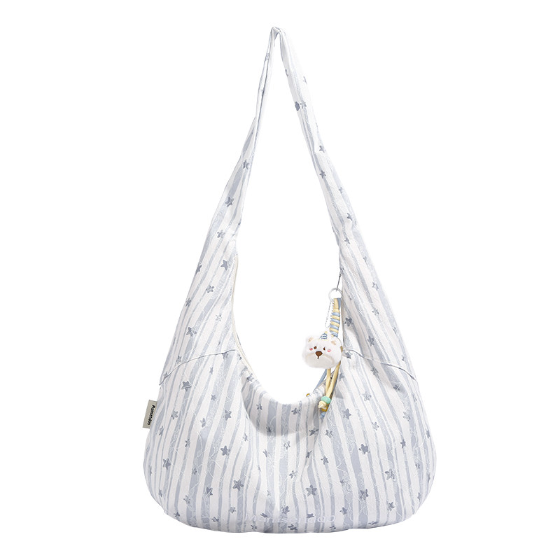 条纹星星帆布包通勤单肩斜挎包