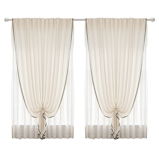 法式中古风扶风纱窗帘双层带纱一体纱帘透光不透人客厅阳台高级感