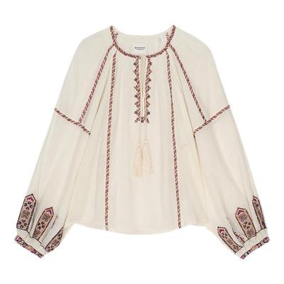 MARANT ETOILE FERNANDA刺绣流苏长袖衬衫