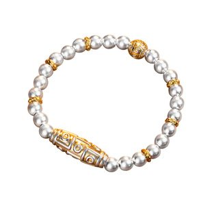 阿玉银器馆九眼天珠手链女999纯银轻奢气质护佑手串足银百搭首饰