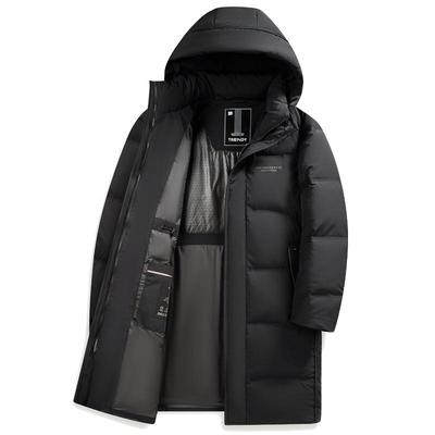 连帽户外中长款加厚外套羽绒服男