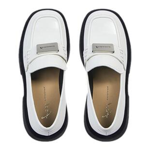 fed圆头小皮鞋秋季新款女鞋厚底粗跟一脚蹬乐福鞋女R0821-YAC761