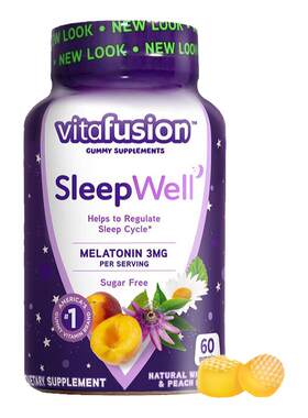 vitafusion美国进口退褪黑素sleepwell软糖睡眠糖安瓶60粒两瓶装