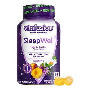 vitafusion美国进口退褪黑素sleepwell软糖睡眠糖安瓶60粒两瓶装