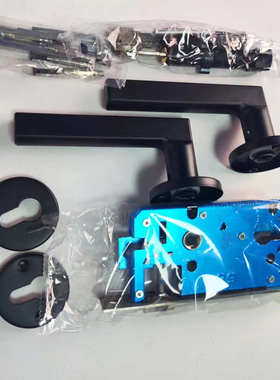 黑色卧室门锁静音内房间磁吸分体门锁实钢木门锁铁手新门用套装