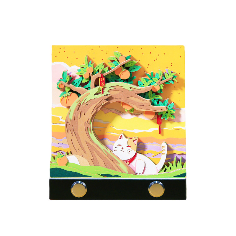 柿柿顺意喵创意3d立体便签纸摆件纸雕送朋友闺蜜生日小众礼物定制