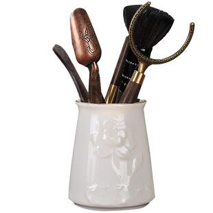 茶道六君子套装羊脂玉6件套黑檀木茶勺茶针茶夹功夫茶具配件大全