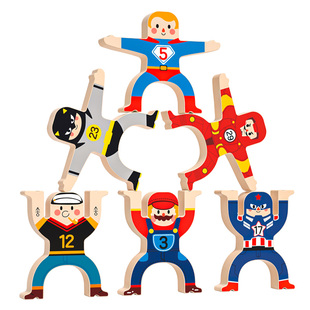 儿童大力士叠叠乐积木层层叠罗汉平衡堆高宝宝益智玩具木质小人偶