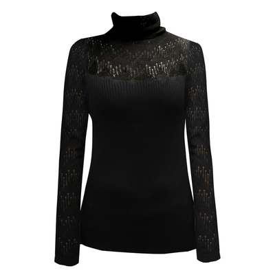 镂空高领羊毛打底衫堆堆领毛衣女