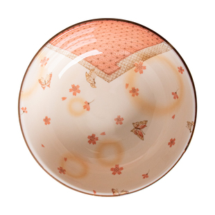 日本原装进口美浓烧花蝴蝶系列家用陶瓷盘子碟子汤碗调料碟色拉碟