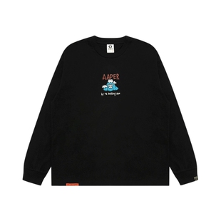 Aape旗舰店男装秋冬猿人军团趣味印花休闲潮流长袖T恤1721XXP
