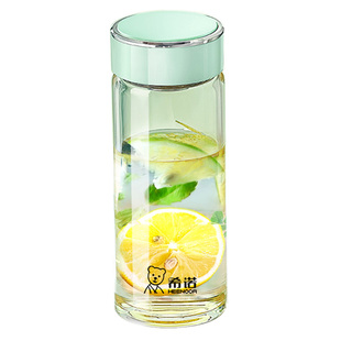 希诺玻璃杯官方官网正品好看的女士单层加厚水杯高颜值泡茶杯子女