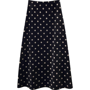 法式复古金丝绒加绒鱼尾半身裙女秋冬小波点洋气质遮跨包臀a字裙