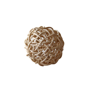 日本necosekai进口手工藤编啃咬发声猫狗玩具铃铛小球发声逗猫球