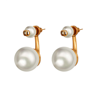 DICD/D家字母复古大珍珠耳环女小众设计高级感耳钉欧美气质耳饰品