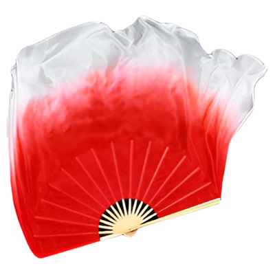 舞蹈红鳞真丝渐变双面跳舞扇子