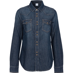 PINKO女士做旧宽松休闲牛仔蓝衬衫100316A0ZV