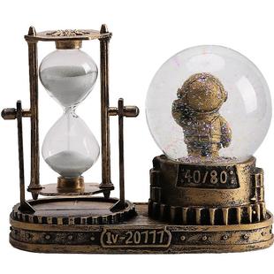 创意宇航员沙漏计时器流沙水晶球摆件男生儿童房间卧室书桌装饰品