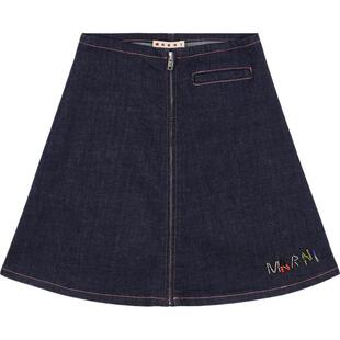 【夏季特惠】MARNI 春夏女童甜美度假风A字版型串珠牛仔半身裙
