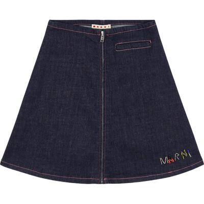 MARNI 春夏女童甜美度假风A字版型串珠牛仔半身裙