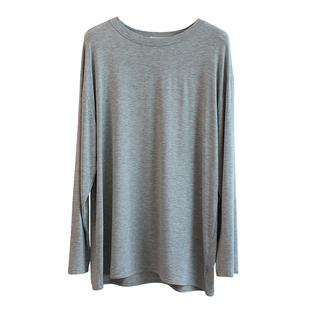 巨柔软~裸肤感莫代尔长袖T恤女宽松圆领居家服睡衣亲肤打底衫上衣