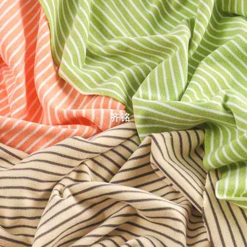 条纹德绒高弹布料德童装保暖罗纹发热布料面料打底条子衣绒秋冬