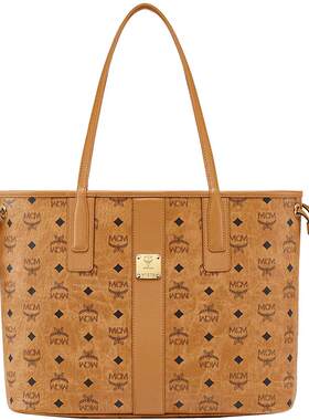 MCM LIZ  经典印花中号干邑色双面子母包单肩包通勤时尚休闲女包