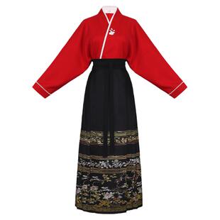 花朝记｜花溪｜秋冬日常通勤汉服｜织金仿妆花｜宋飞机袖明马面裙