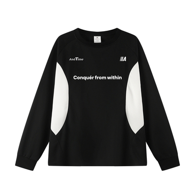 andtime重磅美式拼接长袖