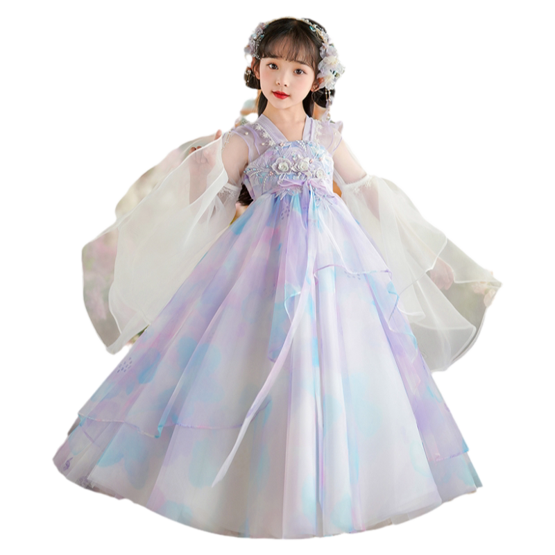 女童芙蓉花神汉服中国风唐装