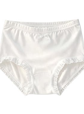 3件装100%纯棉白色女童花边内裤