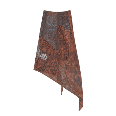 QSC牧徊系列丝绒高弹显瘦飘逸不规则半身裙哈萨克族纹样城市游牧