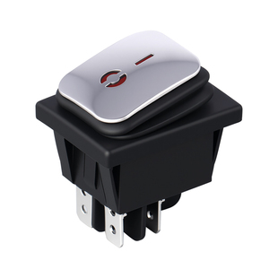 防水船型开关KCD4不锈钢面4脚带灯银点16A大电流翘板电源船形开关