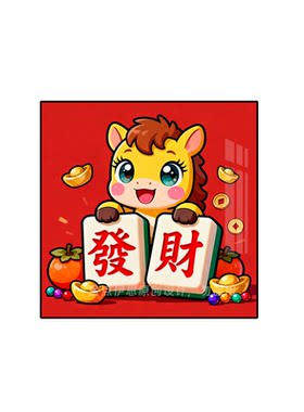 可爱动物卡通发财小马手工钻石画