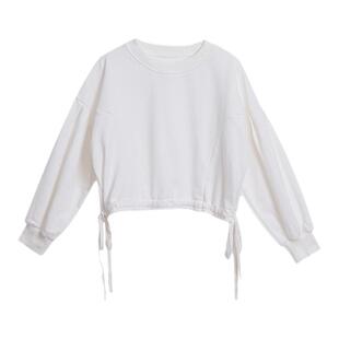 白色卫衣女童春秋装2026新款初中女学生宽松百搭简约短款圆领上衣