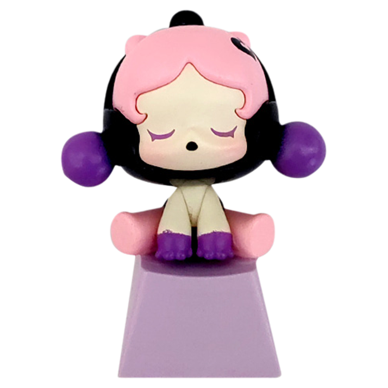 个性泡泡玛特POPBEAN新款坐姿萌粒sp创意透光机械键寻梦者键帽