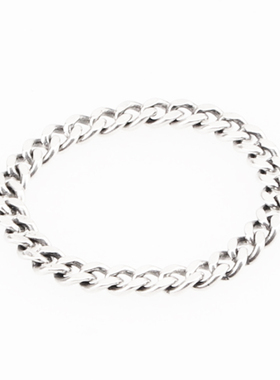 s925纯银简约光面链身戒指女