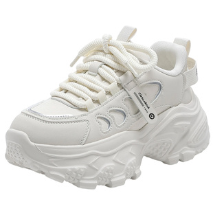 大东女鞋老爹鞋2025冬季新款时尚厚底加绒女短靴休闲鞋增高运动鞋