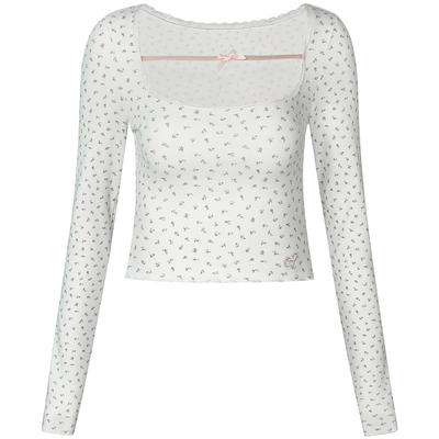 GUUKAHERO白色大U领长袖T恤