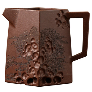 高端宜兴紫砂杯公道杯 名家李建军全手工老紫泥分茶器 公杯245cc