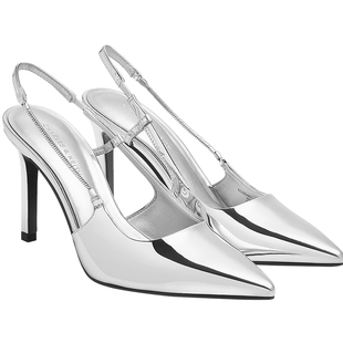 CHARLES&KEITH秋冬女鞋CK1-60280467气质通勤高跟尖头链条凉鞋