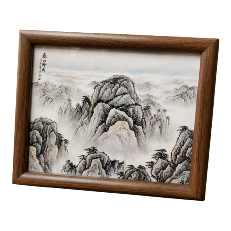 国画有山无水靠山风景画玄关摆件