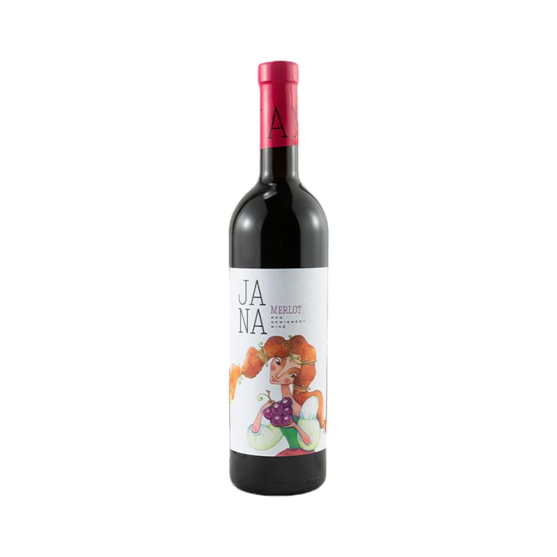 乌标红酒Wine佳娜姑娘美乐女士半甜红葡萄酒摩尔多瓦原瓶原装进口