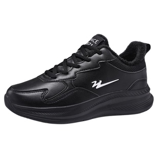 双星女鞋棉鞋女加绒保暖冬季皮面防水运动鞋女防滑软底休闲跑步鞋