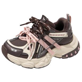 红蜻蜓女童鞋子儿童运动老爹鞋2026新款冬季加绒巨好看休闲德训鞋