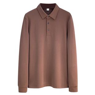 重磅空气层丝光棉春秋大码男式长袖POLO衫宽松商务通勤T恤体恤衫