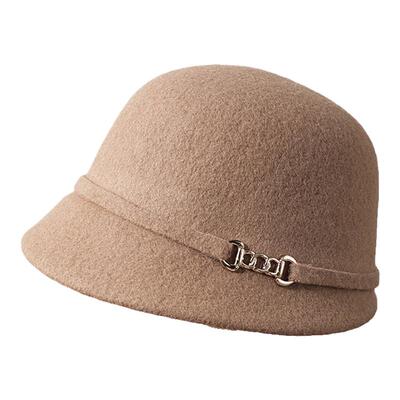 礼帽女秋冬短檐羊毛定型马术帽