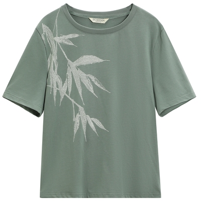 EXCEPTION例外女装春夏时尚休闲上衣印花简约百搭显瘦短袖纯棉T恤