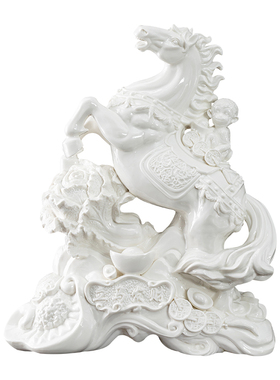 陶瓷生肖马摆件客厅装饰品