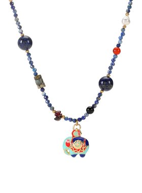 珞石天然青金石轻奢锁骨链项链女